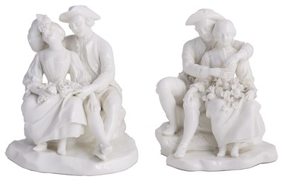 Lot 390 - A PAIR OF TOURNAI WHITE GROUPS