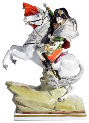 Lot 391 - A SITZENDORFF EQUESTRIAN FIGURE OF 'NAPOLEON CROSSING THE ALPS'