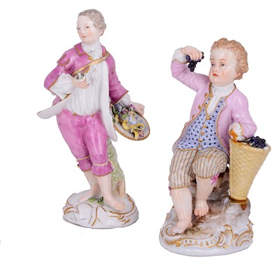 Lot 395 - A MEISSEN FIGURE OF A BOY WITH FLOWERS