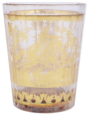 Lot 397 - A BOHEMIAN ZWISCHENGOLD GLASS BEAKER
