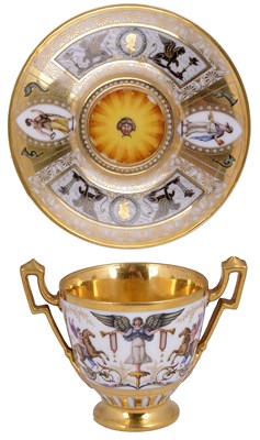 Lot 408 - A NAST (PARIS) TWO-HANDLED CUP AND STAND
