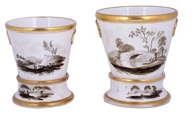 Lot 410 - TWO ENGLISH PORCELAIN CACHEPOTS AND STANDS