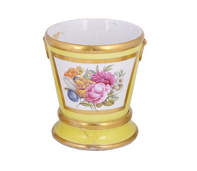 Lot 411 - AN ENGLISH PORCELAIN JARDINIERE AND STAND
