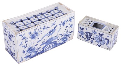 Lot 417 - AN ENGLISH DELFTWARE FLOWER BRICK