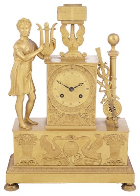 Lot 443 - A FRENCH ORMOLU MANTEL CLOCK