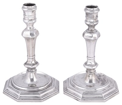 Lot 460 - A PAIR OF ITALIAN SILVER CANDLESTICKS