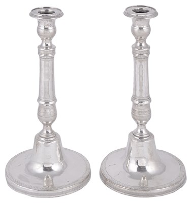 Lot 469 - A PAIR OF ITALIAN SILVER CANDLESTICKS
