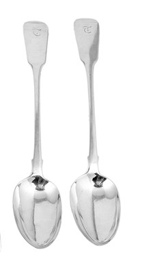 Lot 495 - A PAIR OF WILLIAM IV SILVER SERVING SPOONS
