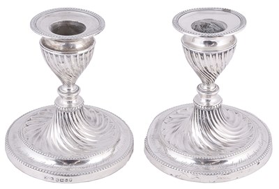 Lot 524 - IMPERIAL PRESENTATION: A PAIR OF VICTORIAN SILVER DWARF CANDLESTICKS