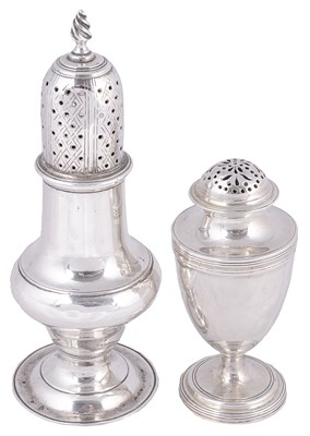 Lot 550 - A GEORGE IV SILVER CASTER