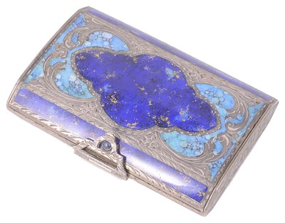 Lot 567 - A SILVER AND ENAMEL CIGARETTE CASE