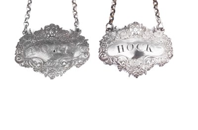 Lot 570 - A PAIR OF GEORGE IV SILVER WINE LABELS (BOTTLE TICKETS)