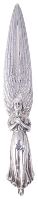 Lot 577 - A SILVER WINGED ANGEL PAPER KNIFE