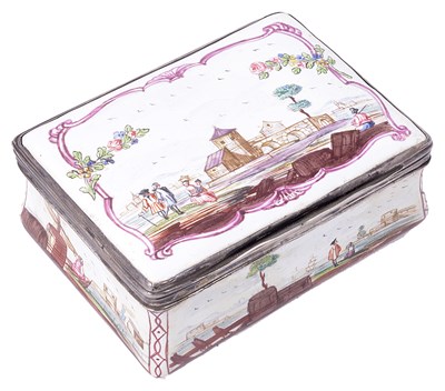 Lot 603 - AN ENAMEL SNUFF BOX WITH FRENCH SILVER MARKS
