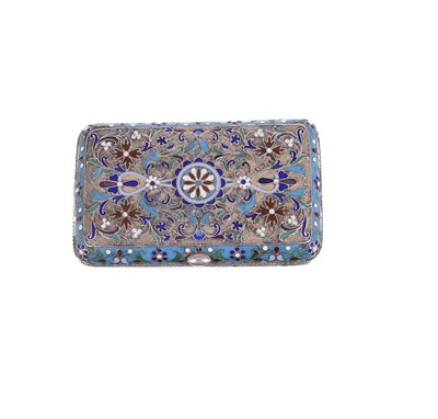 Lot 611 - A RUSSIAN SILVER-GILT AND CLOISONNE ENAMEL CIGARETTE CASE