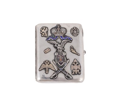 Lot 615 - A RUSSIAN PARCEL-GILT-SILVER CIGARETTE CASE