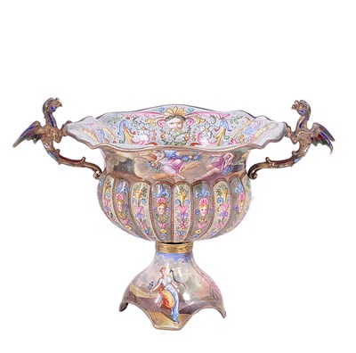Lot 635 - AN AUSTRO-HUNGARIAN GILT-METAL-MOUNTED ENAMEL BOWL