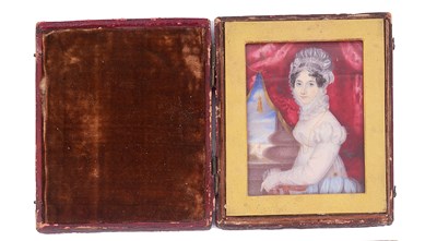 Lot 661 - ~A PORTRAIT MINIATURE OF A YOUNG LADY