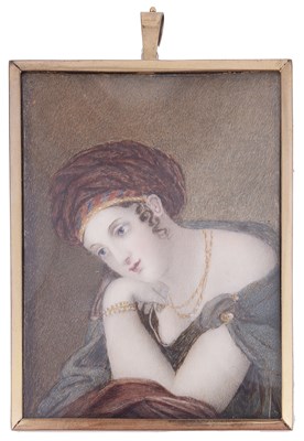 Lot 671 - ~A MINIATURE OF A LADY IN A TURBAN