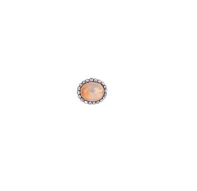 Lot 679 - OPAL AND DIAMOND BROOCH