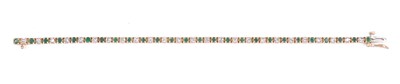 Lot 687 - EMERALD AND DIAMOND BRACELET