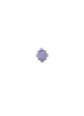 Lot 692 - BLACK OPAL DOUBLET AND DIAMOND RING