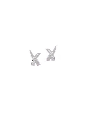 Lot 705 - PAIR OF DIAMOND 'KISS' EARRINGS