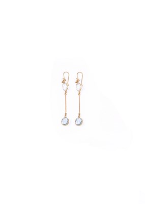 Lot 709 - PAIR OF AQUAMARINE PENDENT EARRINGS