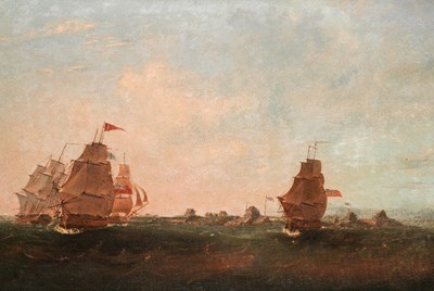 Lot 18 - MANNER OF THOMAS WHITCOMBE A SHIPPING SCENE
