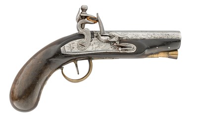 Lot 461 - A 24 BORE FLINTLOCK TRAVELLING PISTOL, BIRMINGHAM PROOF MARKS CIRCA 1830