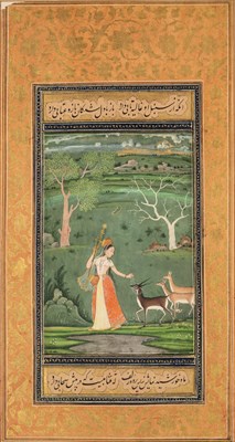 Lot 698 - TODI RAGINI: A FOLIO FROM A RAGAMALA SERIES, DECCAN, SOUTHERN INDIA, CIRCA 1700