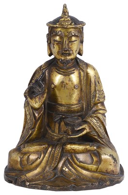 Lot 19 - A CHINESE GILT-BRONZE FIGURE OF AVALOKITESVARA