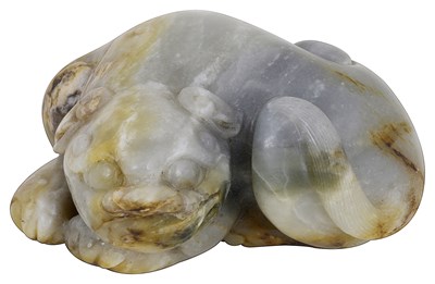 Lot 42 - A CHINESE JADE FIGURE OF A LION