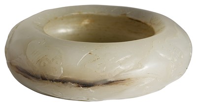 Lot 67 - A CHINESE GREYISH-WHITE JADE WATER POT