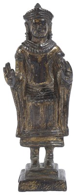 Lot 94 - AN ANGKOR WAT GILT BRONZE FIGURE OF BUDDHA