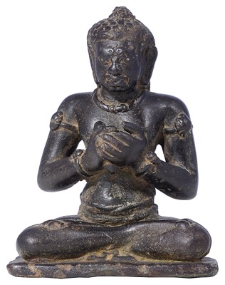Lot 101 - A PRE-ANGKOR BRONZE FIGURE OF VAJRAPANI