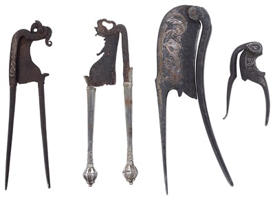 Lot 107 - FOUR PAIRS OF IRON BETEL CUTTERS