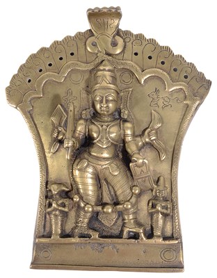 Lot 133 - A CAST BRASS VIRABHADRA PLAQUE