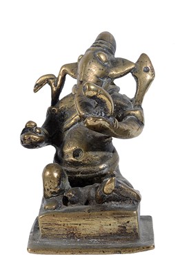Lot 136 - A BRASS FIGURE OF GANESHA