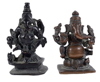 Lot 137 - TWO SMALL BRONZE FIGURES OF GANESHA