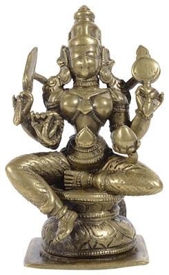Lot 138 - A BRASS FIGURE OF BHAIRAVI