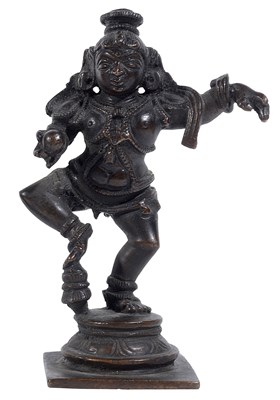 Lot 140 - A BRONZE FIGURE OF DANCING KRISHNA