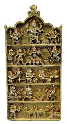 Lot 141 - A BRASS HAKU PATRA PLAQUE