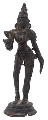 Lot 145 - A SMALL BRONZE FIGURE OF DEVI