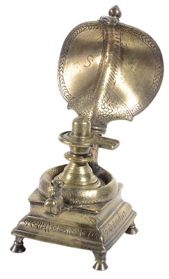 Lot 152 - A BRASS SIVALINGAM SHRINE