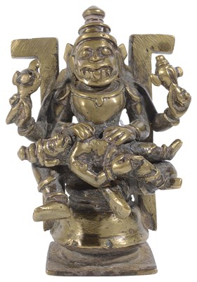 Lot 156 - A BRONZE FIGURE OF NARASIMHA DISEMBOWELLING HIRANYAKASIPU