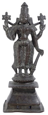 Lot 161 - A BRONZE FIGURE OF VISHNU