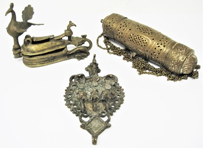 Lot 172 - THREE BRASS OBJECTS