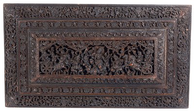Lot 197 - A CARVED SANDALWOOD PANEL
