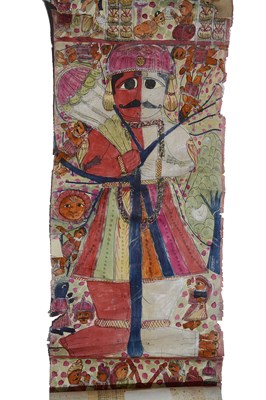 Lot 219 - A NARRATIVE SCROLL DEPICTING SCENES FROM THE RAMAYANA